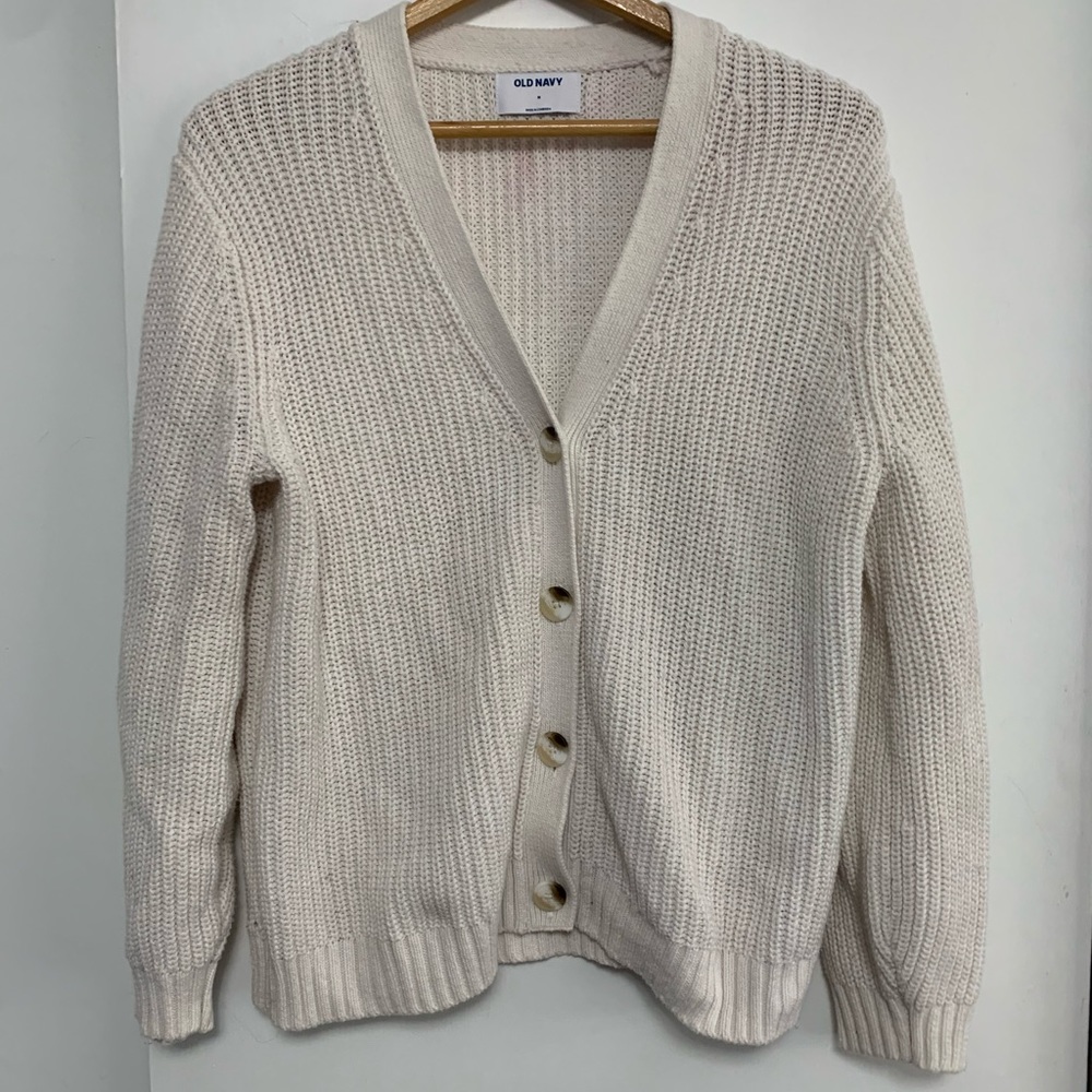 Old Navy cream button up chunky knit cardigan